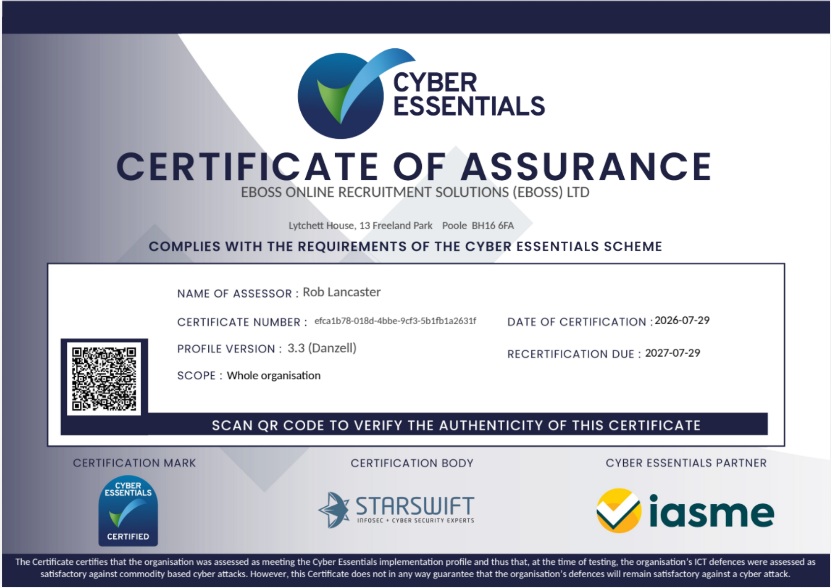 eBoss Cyber Essentials Certification